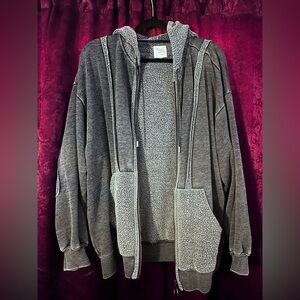 Gray Hoodie Zip Up Sweatshirt